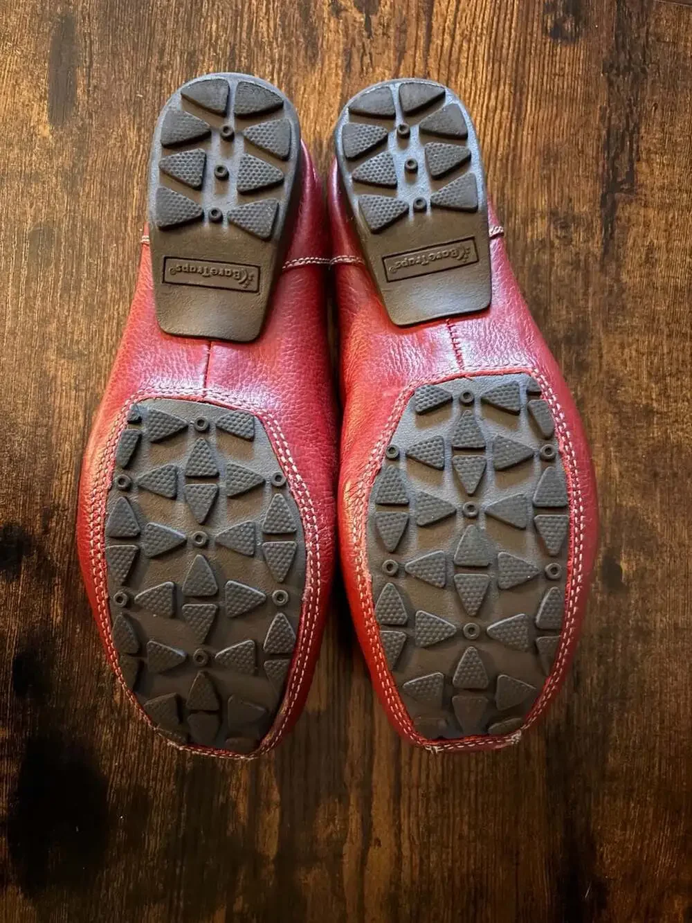 Bare Traps Pixy Red Leather Slip-On Loafers with Decorative Buckle